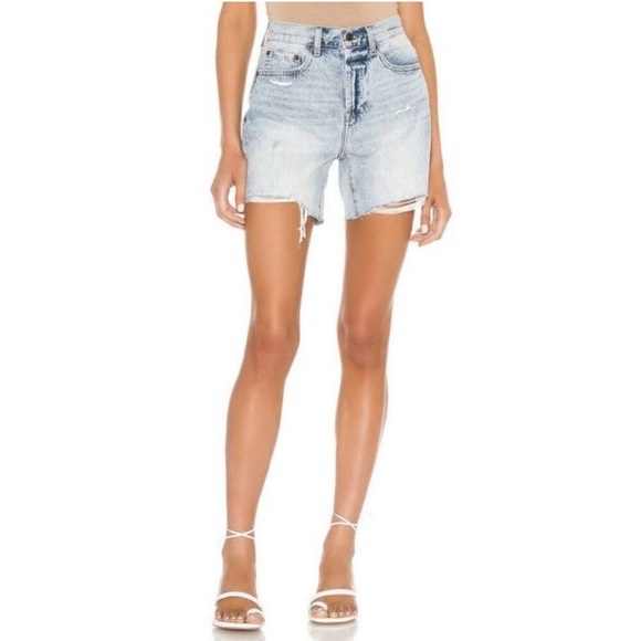 Pistola Devin High Rise Mom Cut Off Shorts Distressed Light Wash St.Tropez 27 - Picture 1 of 12